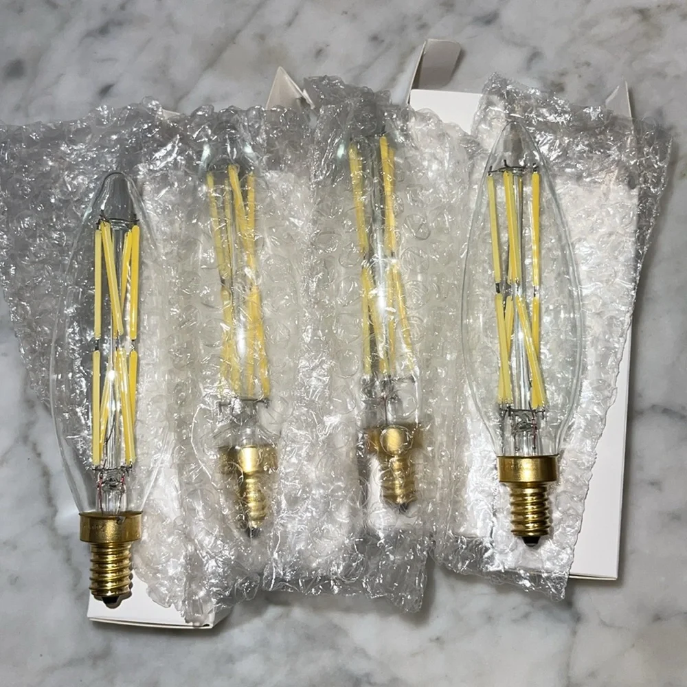 Xininsun 4 pack C35 glass led bulbs 8W clear 4000k